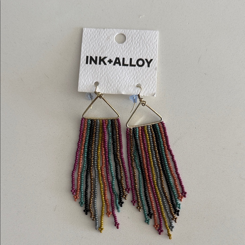 INK+ALLOY Multicolor Beaded Fringe Earrings